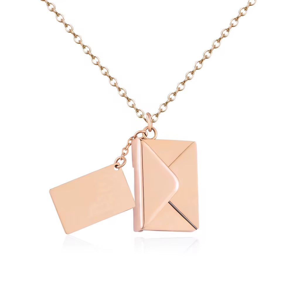 đ Collier Enveloppe avec Message Secret Cadeau Romantique pour Femme