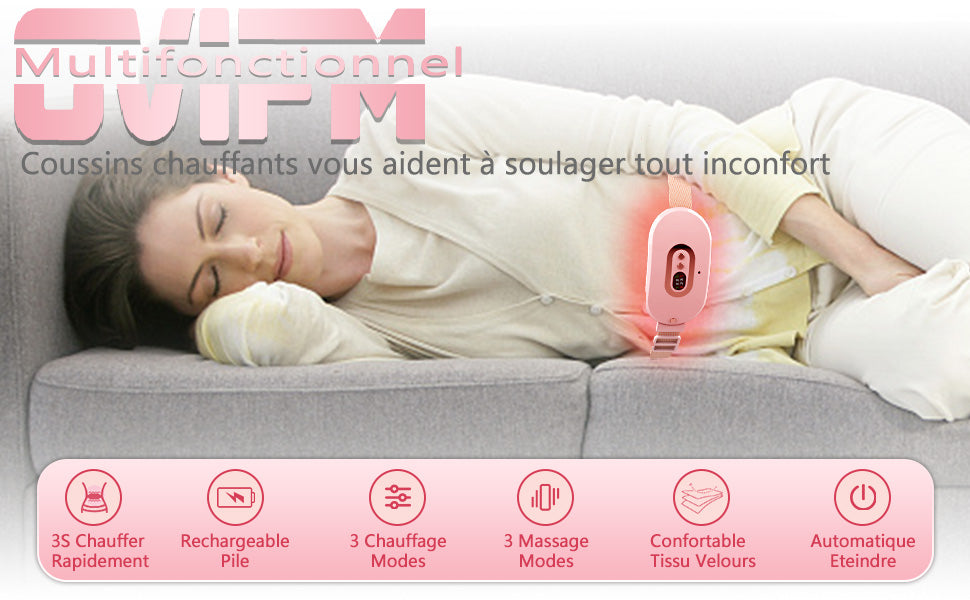 Ceinture de Massage Chauffante – Soulage les Douleurs Menstruelles et Musculaires Instantanément