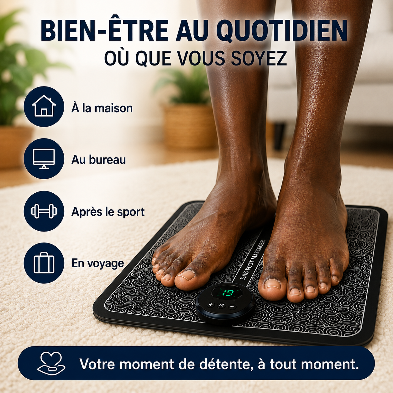 Tapis de Massage Plantaire Fini les brûlures et fourmillements la nuit