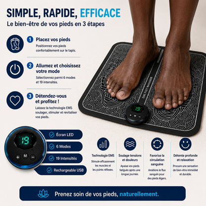 Tapis de Massage Plantaire Fini les brûlures et fourmillements la nuit