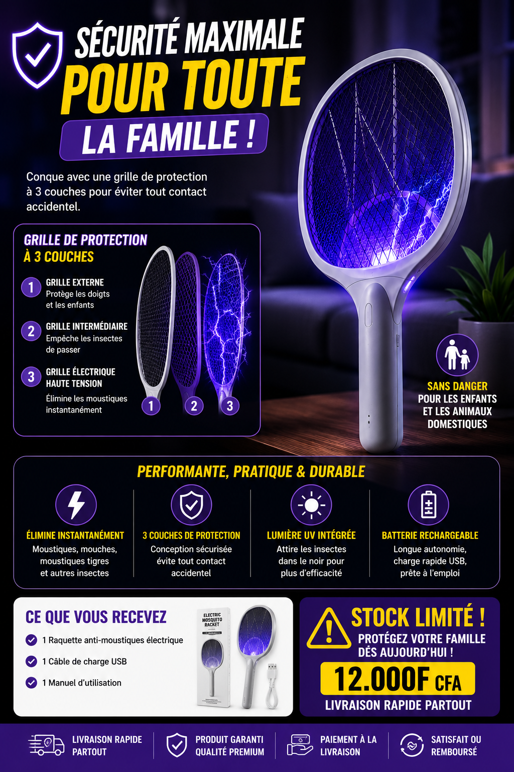 Raquette Electrique - Anti moustiques