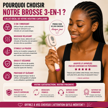 Brosse Massante 3-en-1 pour le Cuir Chevelu
