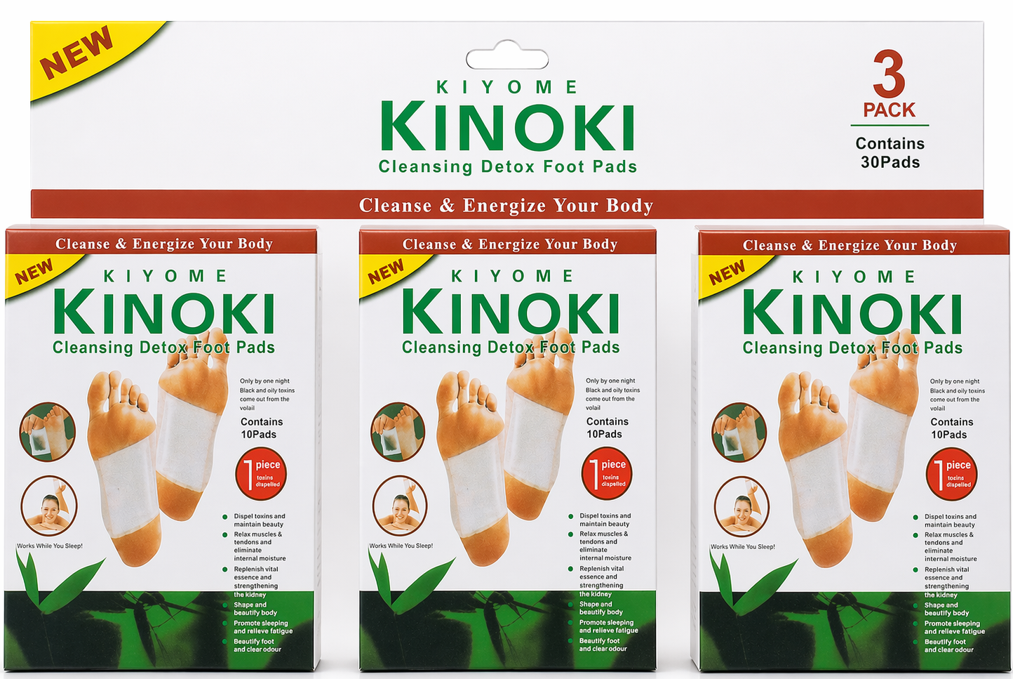 10 Pièces Détox pour les Pieds Patchs à ingrédients naturels