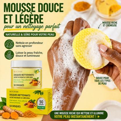 Disques Nettoyants Acide Kojique & Curcuma Peau Claire et Sans Taches dès les Premiers Jours