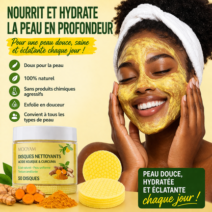 Disques Nettoyants Acide Kojique & Curcuma Peau Claire et Sans Taches dès les Premiers Jours
